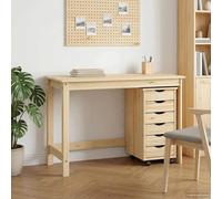 vidaXL Ensemble bureau et armoire à roulettes avec tiroir MOSS 2 pièces, marron miel, salon moderne, ensemble de bureau rectangulaire, grand rangement, espace de travail fonctionnel, décoration