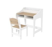 AIYAPLAY Ensemble Bureau et Chaise pour Enfant 3 à 8 Ans, Bureau Enfant garçon Fille avec Chaise, Compartiments et étagères Ouverts, pour Chambre à Coucher, Salle de Jeux, crèche, Effet Bois Naturel