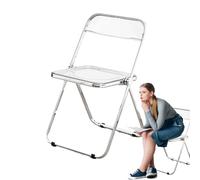 Ensemble bureau et chaise pliants en acrylique transparent, bureau et chaise pliables avec dossier, design cristal, peu encombrant, pas de montage nécessaire, parfait pour la maison, le bureau, les