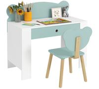 AIYAPLAY Bureau Enfant avec Chaise, Table Enfant et Chaise avec tiroir et Large Plateau, Forme d'ours, Table pour l'étude, Le Travail et l'écrire, garçon Fille 3 à 8 Ans, 80 x 41 x 74,5 cm, Vert