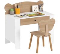 Ensemble bureau et chaise pour enfant - AIYAPLAY - 3 à 8 ans - tiroir et large plateau - MDF - 80 x 41 x 74,5 cm - bois naturel