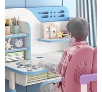 Ensemble Bureau et Chaise pour Enfants, Bureau d'étude réglable en Hauteur avec Support à Livres et tiroir, Table d'étude pour la Maison, l'école, garçons et Filles, Rose (Blue 3)