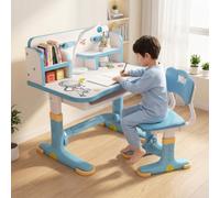 Ensemble bureau et chaise pour enfants, bureau d'étude réglable en hauteur | Table d'écriture pour enfant avec bureau élargi, tiroir extra large, support de livre, pour chambre à coucher