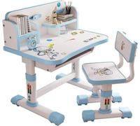 Ensemble bureau et chaise pour enfants, réglable en hauteur, design cartoon amusant, bleu