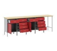 Ensemble bureau et table d'angle 5 pièces vidaXL en bois d'ingénierie rouge