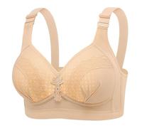 Ensemble Bureau sous Main Women's New Plus Size No Underwire Top Bra Thin Breathable Big Breasts to Show Small Beauty Back Four Bra Body Gainant avec Armature (Beige, E)