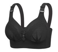 Ensemble Bureau sous Main Women's New Plus Size No Underwire Top Bra Thin Breathable Big Breasts to Show Small Beauty Back Four Bra Body Gainant avec Armature (Black, B)