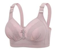 Ensemble Bureau sous Main Women's New Plus Size No Underwire Top Bra Thin Breathable Big Breasts to Show Small Beauty Back Four Bra Body Gainant avec Armature (Grey, E)