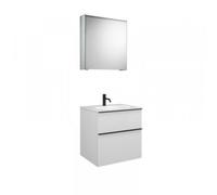 Ensemble burgbad Fiumo, SXFV062L, composé d'une armoire de toilette, d'un lavabo en fonte minérale et d'un meuble sous-lavabo, avec façade plissée, largeur : 620 mm., SFXV062LF3959G0146, Couleur: Chên