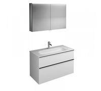 Ensemble burgbad Fiumo, SXFV102, composé d'une armoire de toilette, d'un lavabo en fonte minérale et d'un meuble sous-lavabo, avec façade plissée, largeur : 1020mm., SFXV102F3956G0223, Couleur: Blanc