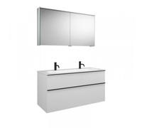 Ensemble burgbad Fiumo, SXFW122, composé d'une armoire de toilette, d'un lavabo en fonte minérale et d'un meuble sous-lavabo, avec façade plissée, largeur : 1220 mm., SFXW122F3959G0223, Couleur: Chêne