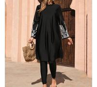 Ensemble burkini grande taille pour femmes, imprimé numérique, convient pour la plage, les stations balnéaires et la piscine en été 0XL,1XL,2XL,3XL,4XLPlantesTissu tricoté