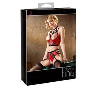 Ensemble bustier et culotte ouverte rouge 100C L