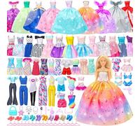 Ensemble cadeau de 52 vêtements de poupée pour poupée et Barbie de 29,2 cm : 2 robes de mariée, 6 robes tendance, 2 tenues décontractées, 2 maillots de bain, 10 paires de chaussures, 10 accessoires de