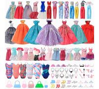 Ensemble cadeau de 58 vêtements pour poupée de 11,5 pouces et Barbie : 2 robes de mariée, 6 robes de mode, 2 tenues décontractées, 3 maillots de bain, 10 paires de chaussures, 21 accessoires de mode