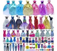 Ensemble cadeau de 60 vêtements de poupée pour poupée et Barbie de 29,2 cm : 4 robes de mariée, 2 robes de soirée, 8 robes tendance, 6 tenues décontractées, 10 paires de chaussures, 10 accessoires de