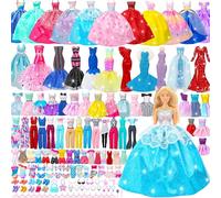 Ensemble cadeau de 70 vêtements de poupée pour poupées de 29,2 cm et Barbie - 4 robes de mariée, 2 robes de soirée, 8 robes tendance, 6 tenues décontractées, 2 maillots de bain, 10 chaussures, 20