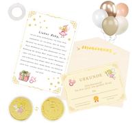 Ensemble cadeau de fée tétine pour enfant de 1 à 3 ans | Comprend une lettre de fée tétine, un certificat, un ruban à tétine, une pièce d'or et 5 ballons en latex pour l'hélium | Cérémonie d'adieu