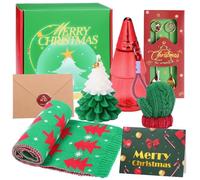 Ensemble cadeau de Noël 6 pièces avec bougie décorée, table de Noël, tasse de boisson, scarf, accessoires de cartes de Noël pour les vacances d'hiver, cadeaux d'anniversaire, cadeaux de Noël