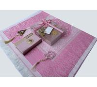 Ensemble cadeau de tapis de prière Tasbeeh, tapis de prière, arabe, moshaf, taille du livre 43,2 x 30,5 cm, cadeau islamique, coffret cadeau musulman, Janamaz (rose)