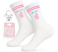 Ensemble cadeau pour fille de 18 ans - Enfin 18 chaussettes en coton 36-44 et porte-clés, cadeaux pour 18e anniversaire fille, cadeau d'anniversaire 18e anniversaire fille, cadeau d'anniversaire 18
