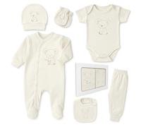 Ensemble cadeau pour nouveau-né - 100% coton naturel - Équipement de premier cycle - Équipement unisexe - Ensemble cadeau pour bébé de 0 à 4 mois