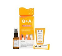 Ensemble cadeau soins de la peau Q+A Glow Heroes - Trio éclat boosteur de radiance avec sérum éclaircissant à la vitamine C 30ml, crème pour les yeux 15ml et crème pour le corps 50ml