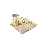 Ensemble Cadeau Tapis de Prière Musulman avec Coffret élégant cylindrique | Janamaz | Sajjadah | Tapis de Prière Islamique Doux en Taffetas et crème