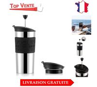 Bodum Ensemble de cafetière à piston Travel – acier inox., aspirateur, couv. sup., 350 ml, noir