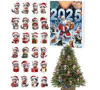Ensemble calendrier félin - Pendentifs 2D en acrylique, dispositif de compte à rebours de vingt-quatre jours, décoration de Noël pour enfants, fête d'anniversaire, décoration de maison, appartement