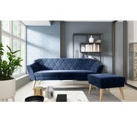 Ensemble canapé 3 places + ottoman hauts pieds en bois Canapé moderne matelassé avec ottoman velours