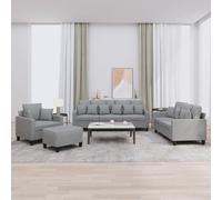 Ensemble canapé 4 pièces avec coussins, oreillers et pouf Lot tissu gris Confort et design