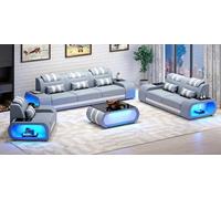 Ensemble Canapé avec LED 321 places Gris Set JVmoebel