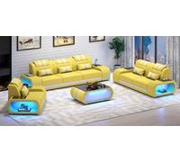 Ensemble Canapé avec LED 321 places Jaune Set JVmoebel