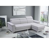 Ensemble canapé d'angle 252cm universel d'angle capitonné MARTIN avec fonction de couchage canapé lit à soufflet salon (gris clair)