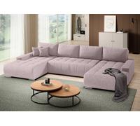 Ensemble canapé d'angle BEAUTYSOFA DRACO U - canapé d'angle universel rembourré en forme de U avec fonction de couchage et lit - rose (Aston 19)