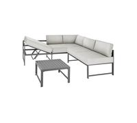 ENSEMBLE TABLE CHAISE DE JARDIN - TECTAKE - Canapé de jardin FARO 5 places avec dossier réglable en 6 positions en aluminium - Gris
