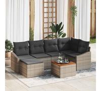 Ensemble canapé de Jardin modulable 7 pièces Gris en polyrotin avec Rangement, Table et Pouf, résistant aux intempéries idéal pour terrasse, Patio ou Balcon, Durable et Design Moderne