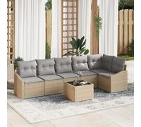 Ensemble Canapé De Jardin Vidaxl 7 Pièces Beige Pe Rattan