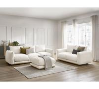 Ensemble canapé droit fixe 3+2 places ERNEST avec pouf beige BOBOCHIC 6 places Beige