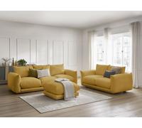 Ensemble canapé droit fixe 3+2 places ERNEST avec pouf jaune BOBOCHIC 6 places Jaune