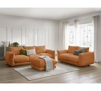 Ensemble canapé droit fixe 3+2 places ERNEST avec pouf orange BOBOCHIC 6 places Orange