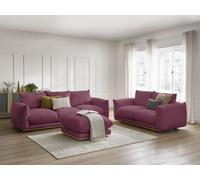 Ensemble canapé droit fixe 3+2 places ERNEST avec pouf rouge BOBOCHIC 6 places Rouge