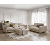 Ensemble canapé droit fixe 3+2 places ERNEST avec pouf taupe BOBOCHIC 6 places Taupe