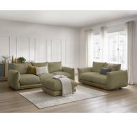Ensemble canapé droit fixe 3+2 places ERNEST avec pouf vert BOBOCHIC 6 places Vert
