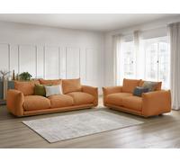 Ensemble canapé droit fixe 3 + 2 places ERNEST orange BOBOCHIC 5 places Orange
