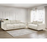 Ensemble canapé droit fixe 3 + 2 places ERNEST tissu velours côtélé beige BOBOCHIC 5 places Beige