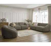 Ensemble canapé droit fixe 3 + 2 places + fauteuil TINA tissu bouclette taupe BOBOCHIC Taupe