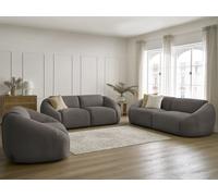 Ensemble canapé droit fixe 3 + 2 places + fauteuil TINA velours côtelé taupe BOBOCHIC Taupe