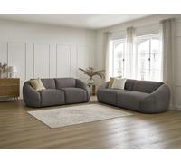 Ensemble canapé droit fixe 3 + 2 places TINA velours côtelé marron BOBOCHIC Marron